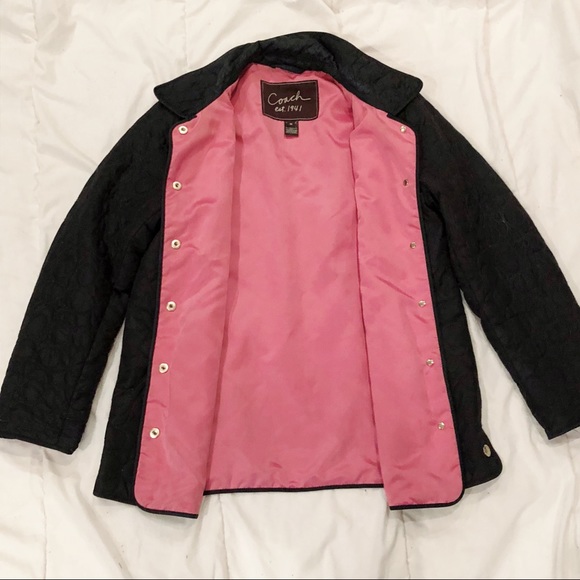 COACH Classic Quilted Jacket in Black & Pink - Picture 2 of 6